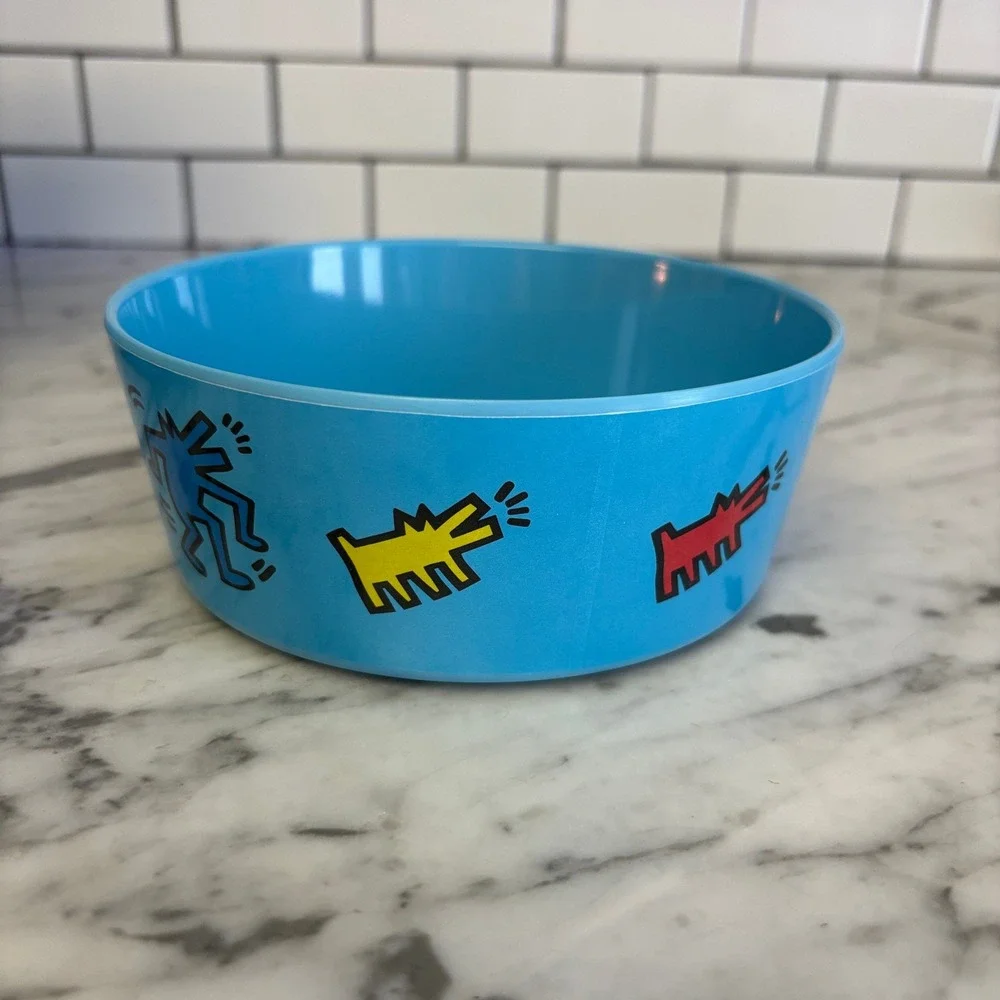 Keith Haring Dog Bowl Blue Special Edition Barking Dog Art